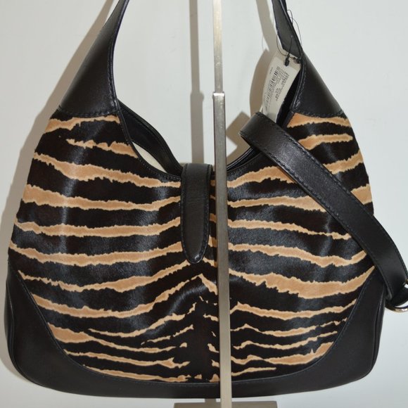 NWT GUCCI WOMENS PONY HAIR LEATHER JACKIE SHOULDER PURSE BAG MEDIUM - Picture 6 of 12